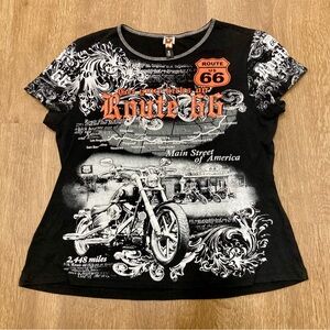Route 66 Graphic T-Shirt Big Bang Made in USA XL Motorcycle